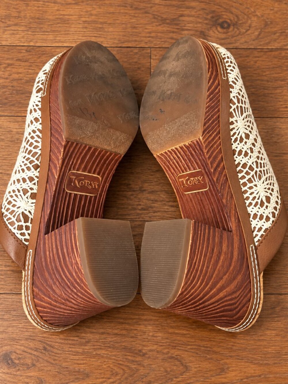 Korks Size 8 Crochet Lace Platform Clogs Brown Cream Boho Mules - Picture 5 of 5